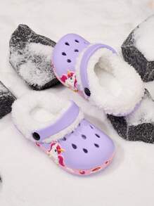 Autumn/Winter Unisex Kids Warm Thermal Lined Hole Shoes, Casual And Comfortable For Indoor And Outdoor Wear, For Christmas