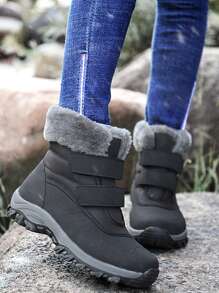 Women High-Top Warm Fleece Boots Waterproof Anti-Slip Snow Boots With Buckle Design, Easy On And Off, Ultra Thick Insulation, Non-Slip Soles, Fashionable Design, Suitable For Women In Snowy And Icy Conditions