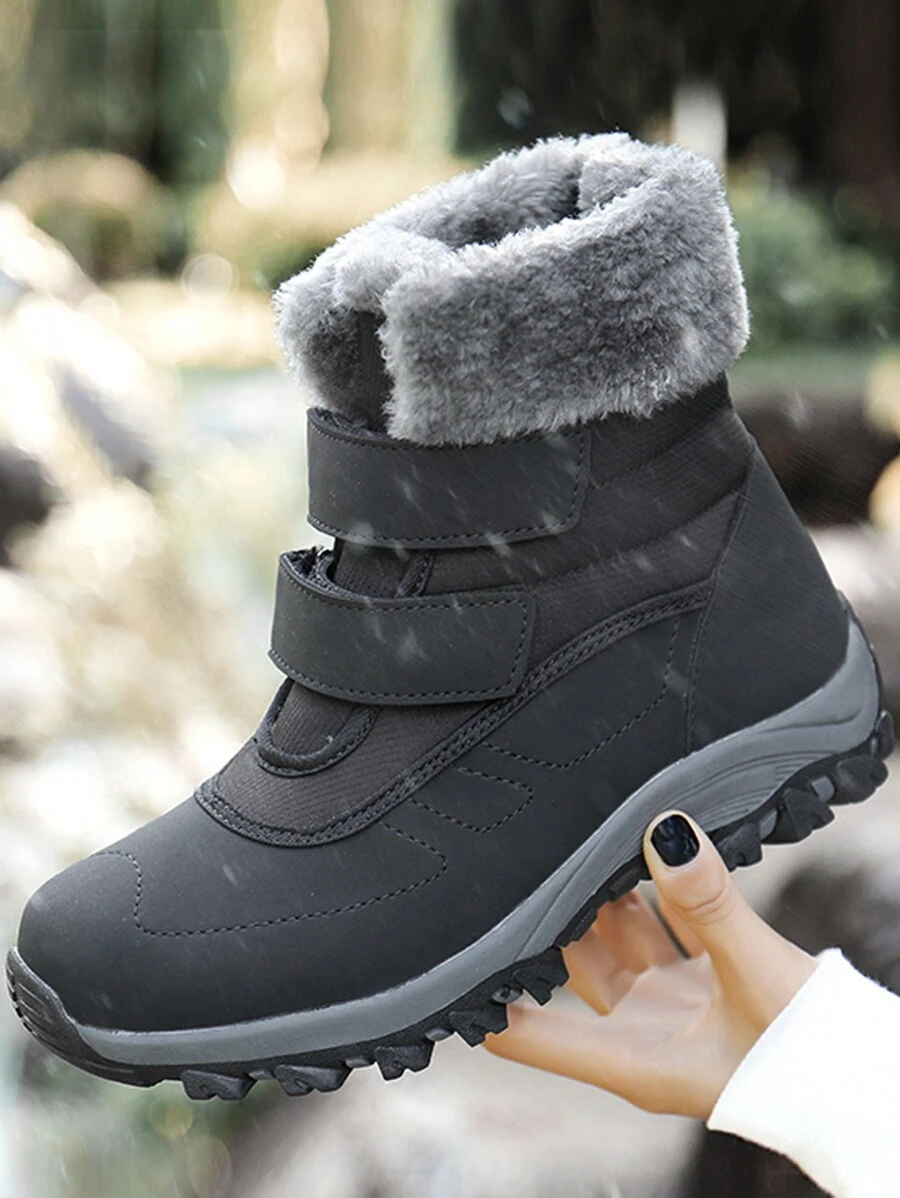 Women High-Top Warm Fleece Boots Waterproof Anti-Slip Snow Boots With Buckle Design, Easy On And Off, Ultra Thick Insulation, Non-Slip Soles, Fashionable Design, Suitable For Women In Snowy And Icy Conditions