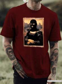 Men's Printed Mona T-Shirt 100% Cotton Premium Mesh Shirt - Màu Tím - Xem 1