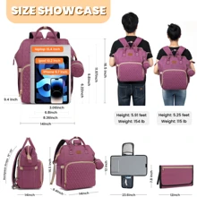 Diaper Backpack For Moms - Ultra-Stylish Waterproof Baby Bag With Insulated Bottle Pockets, Changing Pad & Pacifier Case | Large Travel Essentials, Perfect Mother's Day Gift & Baby Shower Registry, Purple - 紫色 - 查看 3