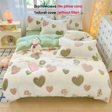 3 件套加厚双面保暖雪花羊毛床上用品套装（1 件羽绒被套，2 件枕套，不含被子和枕头），适用于卧室和宿舍装饰，柔软舒适，即时保暖，透气，可机洗 - 怦然心動 - 查看 1