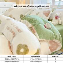3 件套加厚双面保暖雪花羊毛床上用品套装（1 件羽绒被套，2 件枕套，不含被子和枕头），适用于卧室和宿舍装饰，柔软舒适，即时保暖，透气，可机洗 - 怦然心動 - 查看 2