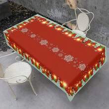 1 bộ đồ trang trí Giáng sinh bao gồm Rừng thông, Nhà gỗ, Khăn trải bàn in hình bông tuyết, Đồ trang trí bàn ăn, Khăn trải bàn hình chữ nhật trừu tượng cho buổi dã ngoại hoặc tiệc ngày lễ Đồ trang trí Giáng sinh, Đồ dùng cho tiệc Giáng sinh - Nhiều màu - Xem 13