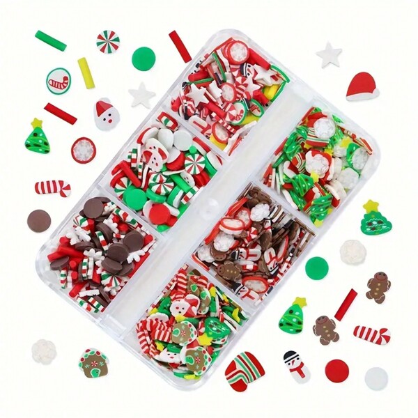 1 boîte Tranches de résine de remplissage d'argile molle décorative de Noël - bonhomme de neige, flocon de neige, bonhomme en pain d'épices, moule en silicone, pour artisanat de résine DIY, décoration de bijoux et porte-clés