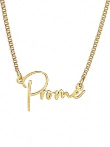 1pc European And American Style Personalized Name Necklace, Unisex, Customizable English Letter Pendant Necklace, Fashionable Daily Wear - Frosted Gold - View 3