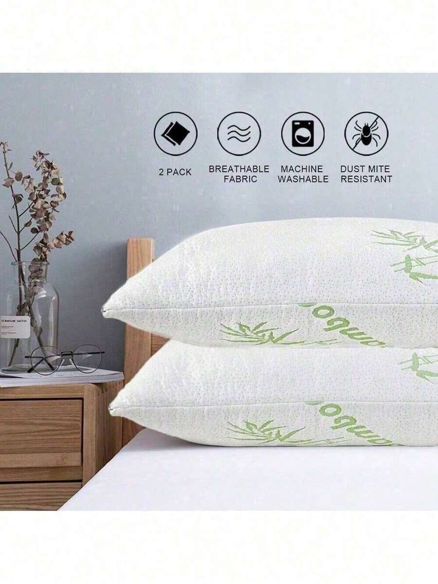 Shredded Memory Foam Fill Bamboo Fiber Bed Pillow Moldable Breathable