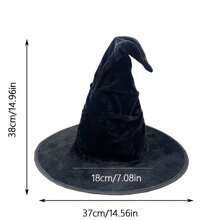 1 peça chapéu de pelúcia de Halloween, chapéu de festa cosplay de mágico unissex, boné pontudo de bruxa preto sólido, camurça falsa de Natal - Multicolorido - Ver 7