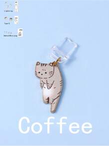 1pc Cute Cat Resin Anti-Dust Plug Decoration For IPhone, Android, USB-C Ports