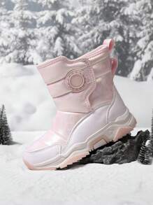 1 par de botas de nieve para niños, zapatos impermeables y antideslizantes cálidos para niñas, zapatos escolares para invierno y clima nevado para estudiantes de primaria