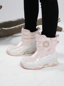 1 par de botas de nieve para niños, zapatos impermeables y antideslizantes cálidos para niñas, zapatos escolares para invierno y clima nevado para estudiantes de primaria