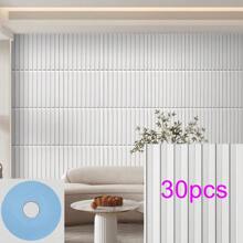 Pannelli 3D, Pannelli in plastica di cloruro di polivinile (PVC), Pannelli a parete, Parete/soffitto per sala giochi, Aspetto a doghe 3D, Pannelli a parete 3D rigidi di alta qualità, 30x30 cm, Spessore 3 mm - Bianco - Visualizzare 11