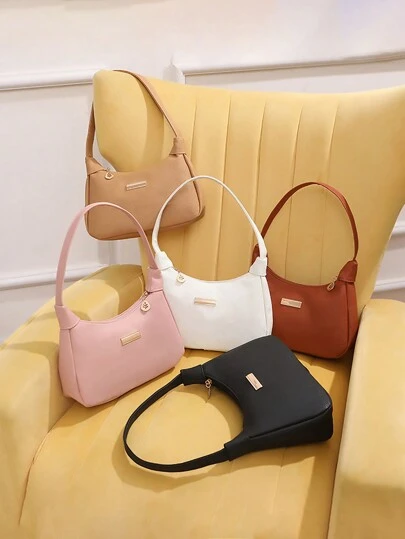 1 件时尚女孩腋下斜挎包，5 种颜色可选，纯色，舒适，精致的金属五金装饰，耐用精致的斜挎包，理想的礼物