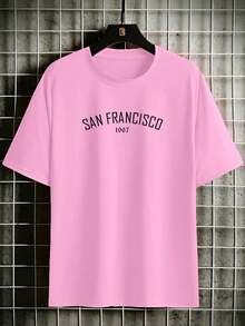 San Francisco Cotton Printed T-Shirt For Men Unisex Promotion Shirt - Màu Hồng baby - Xem 1