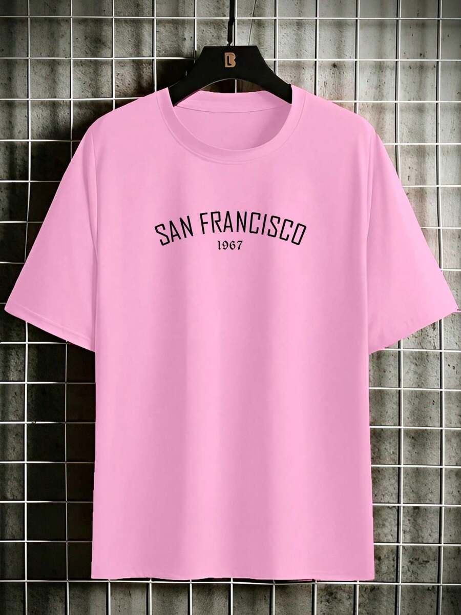 San Francisco Cotton Printed T-Shirt For Men Unisex Promotion Shirt - Màu Hồng baby - Xem 1