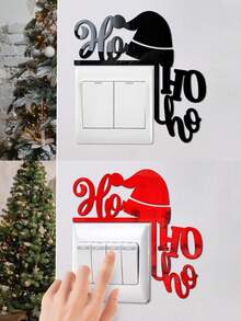 1/4 件圣诞开关墙贴、趣味圣诞装饰、亚克力镜面贴、家居开关装饰墙贴、节日贴纸雪人圣诞帽、家居装饰插座墙贴、门角客厅贴、DIY 圣诞门框标志装饰开关 - 彩色 - 查看 1