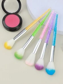 1pc Makeup Brush, Rhinestone Handle Foundation Powder Brush, Multi-Functional Beauty Makeup Nail Art Dust Brush Tool - Multicolor - View 1
