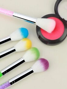1pc Makeup Brush, Rhinestone Handle Foundation Powder Brush, Multi-Functional Beauty Makeup Nail Art Dust Brush Tool - Multicolor - View 2