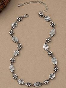1 pieza Collar de cadena versátil, de moda y simple con diseño floral en espiral de estilo bohemio vintage para mujer