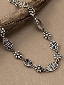 1 pieza Collar de cadena versátil, de moda y simple con diseño floral en espiral de estilo bohemio vintage para mujer