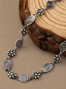 1 pieza Collar de cadena versátil, de moda y simple con diseño floral en espiral de estilo bohemio vintage para mujer