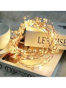 1 dây đèn bằng đồng ngọc trai dùng để trang trí cây thông Noel, trang trí phòng, trang trí nhà cửa, bố trí bối cảnh, lễ Tạ ơn, đồ trang trí không khí tiệc tùng, Giáng sinh - Nhiều màu - Xem 10