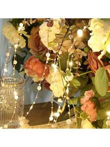 1 dây đèn bằng đồng ngọc trai dùng để trang trí cây thông Noel, trang trí phòng, trang trí nhà cửa, bố trí bối cảnh, lễ Tạ ơn, đồ trang trí không khí tiệc tùng, Giáng sinh - Nhiều màu - Xem 9