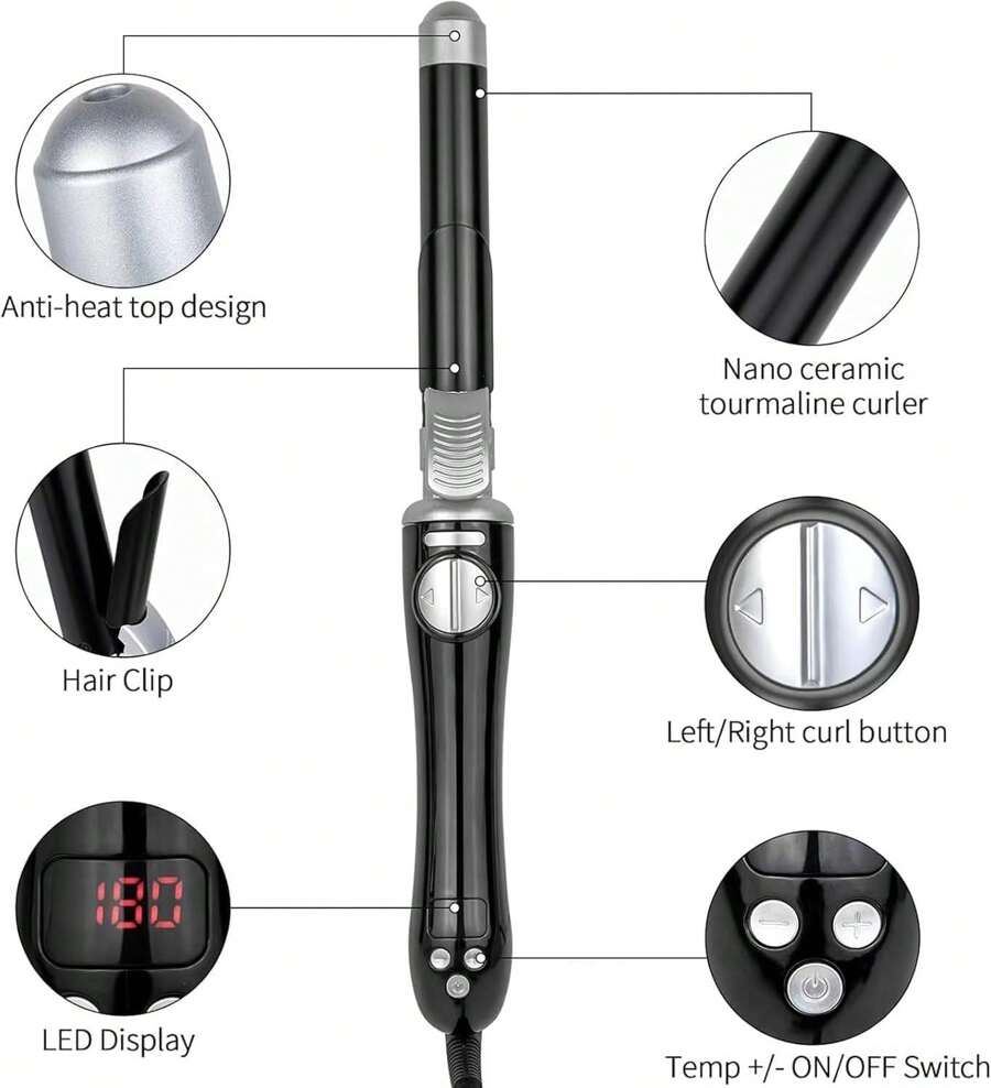 Curling Iron With Long Wand, Rotating Automatic Curling Iron, 13Speed