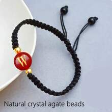 1 件天然水晶玛瑙 10 毫米红宝石手链、26 个字母手链、幸运数字手链、12 星座手链、个性化手链、手工编织串珠手链、适合男女时尚手链、家庭礼物、适合万圣节、圣诞节和各种节日派对礼物、水晶礼物