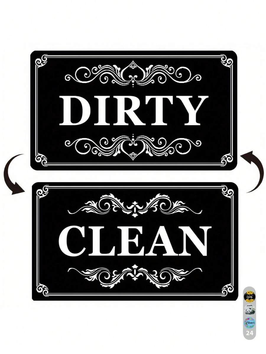 1 件洗碗機磁鐵清潔髒標誌正反指示貼紙時尚通用廚房洗碗機冰箱磁鐵 Uv 工藝加軟磁鐵適用於廚房收納盒方形邊框圖案冰箱裝飾品