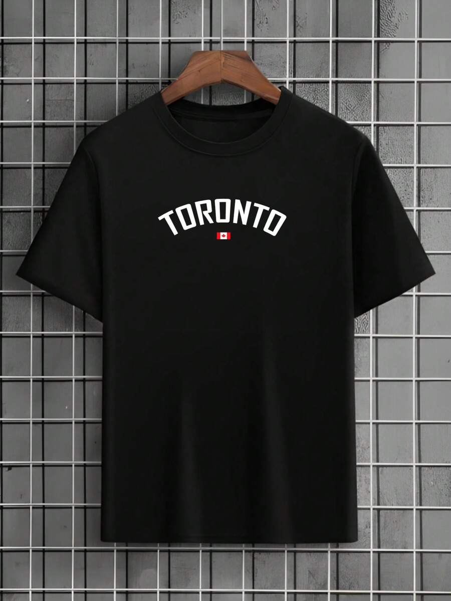 Toronto Cotton Printed T-Shirt For Men Unisex Promotion Shirt - 黑色 - 查看 1