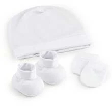 Maternity Kit For Girls And Boys, Hat, Gloves And Shoes For Newborn Babies, 100% Cotton Mesh - White - View 1
