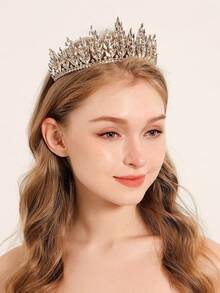 1pc Tiaras And Crowns For Women Wedding Tiara For Bride Rhinestone Queen Crown Crystal Costume Hair Accessories For Birthday Prom Quinceanera Celebration - Multicolor - View 5