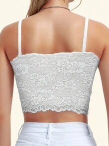 Áo ngực nữ Áo ngực không dây có đệm tháo rời Áo ba lỗ màu trơn Áo ngực ren Áo ngực thoáng khí Áo ngực thể thao - trắng - Xem 3