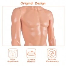 184 Cm Male Mannequin, Full Body Standing Mannequin With Iron Stand, Life-Size Mannequin In Skin Colour, Adjustable Head & Arms, Full Body Clothes Display Model - Brown - View 3
