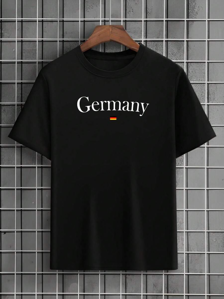 Germany T-Shirt Printed Cotton Unisex Men's Promotion Shirt - màu đen - Xem 1