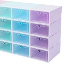 20 Pack Shoe Boxes Stackable Sneaker Storage Container 5-Color Foldable Shoes Organizer For Closet Hallway Bedroom Entryway - Multicolor - View 8