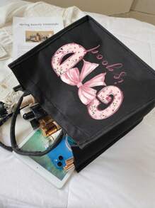 2pcs Black Mesh Bag, Letter & Bow Zipper Makeup Bag, Cosmetic Pouch/Toiletry Bag, Suitable For Women's Cosmetics Storage, College Dorm, Travel, Gifts, Colorful Letter Print Funny Makeup Bag, Drawstring - Perfect For Various Occasions: Valentine's Day, Wedding, Birthday, Christmas, Thanksgiving, Halloween, Easter, New Year - Black - View 5