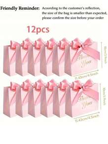 Juego de 12/24 bolsas de regalo pequeñas para agradecer de 4.5x1.8x3.9 pulgadas con lazo, ideales para fiestas, cumpleaños, bodas, despedidas de soltera, regalos de invitados de boda, cajas, decoración de recepción de bodas