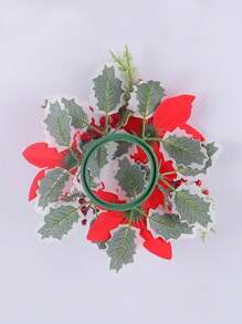 1 件小型圣诞桌面装饰人造红色花朵浆果叶圣诞花环带烛台丝绸花环桌面布置婚礼家庭派对生日客厅桌面中心装饰房屋冬季节日礼物装饰家居装饰圣诞装饰房间装饰 - 彩色 - 查看 6