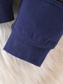 2pcs/Set Baby Boy Contrast Color Hooded Plaid Bodysuit + Ripped Long Pants - Royal Blue - View 10