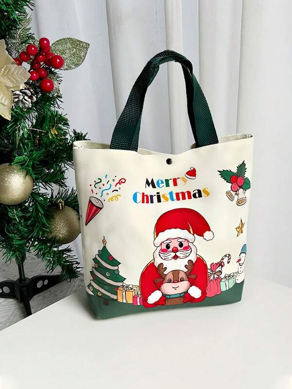 1 sacola de presente de Natal, sacola de lona para presentes, doces, maçãs, sacola de compras reutilizável