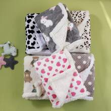 1pc Double Layer Baby Geometric Print Spring/Autumn Comfortable Flannel Blanket Stroller Cover - Multicolor - View 1