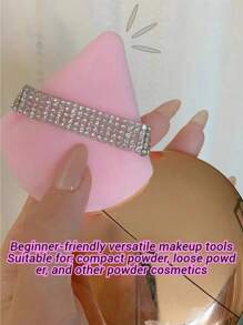 6pcs/Pack Triangle Flocked-Flocked Double-Sided Makeup Sponges, Soft & Fluffy, Usable For Setting, Suitable For Facial & Body, Mixed Cosmetic Beauty Tools Set - Pink - View 5