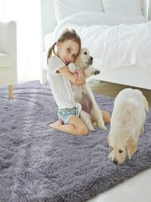 Alfombra Decorativa de Colores Lisos 150 x 200 Cm Sala De Estar Y Dormitorio - Gris - Ver 4