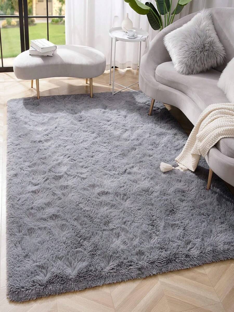 Alfombra Decorativa de Colores Lisos 150 x 200 Cm Sala De Estar Y Dormitorio - Gris - Ver 1