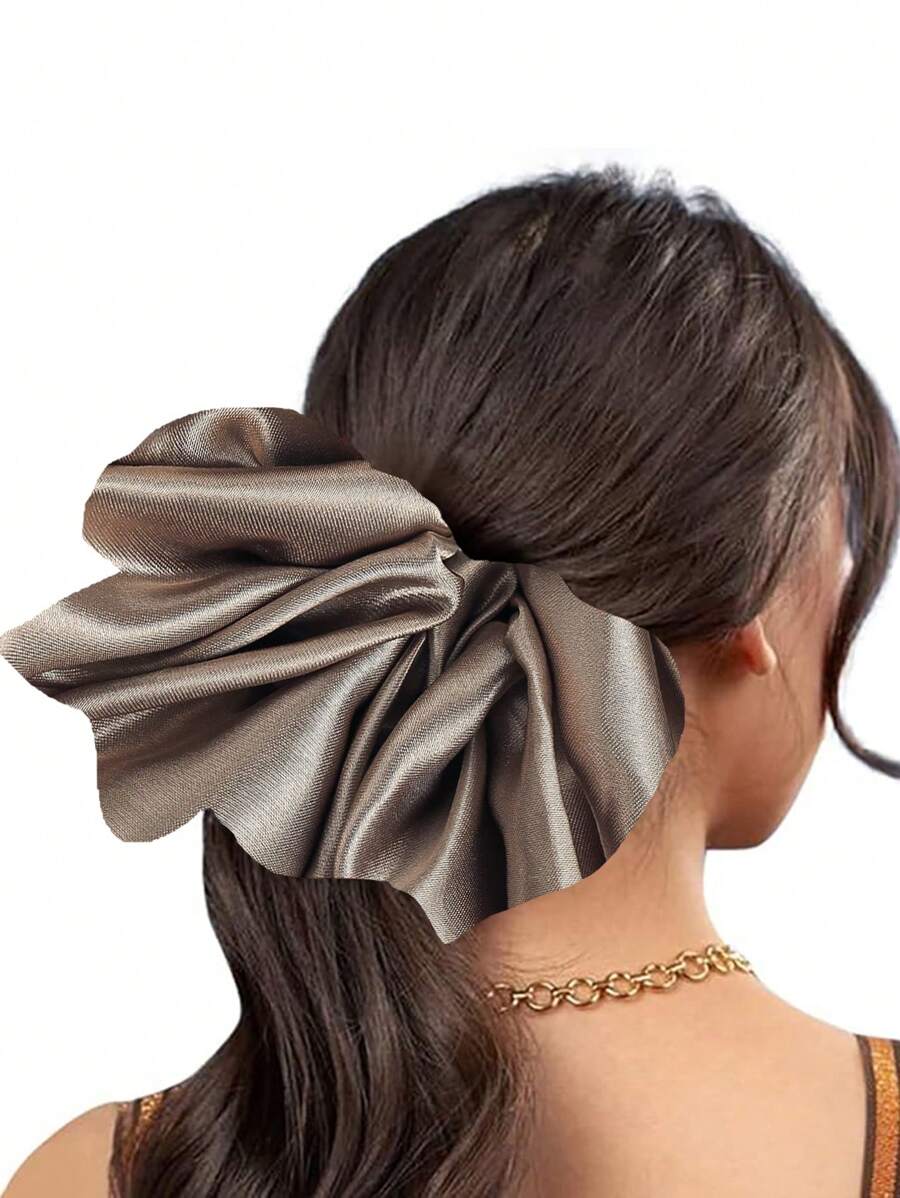 XXL Solid Color Scrunchie Ponytail Holder, Women Hair Accessory For Daily Outfit Scrunchies Hair Ties Scrunchy Hair Ties Makeup Home Gym Woman Accessories Head Accessories - Multicolor - View 1