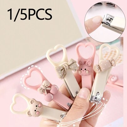 1/5个可爱卡通糖果造型迷你指甲钳，小动物图案，防溅水可折叠设计，小巧便携，无论工作、学习、购物、居家还是旅行，都不占空间。弧形刀口更贴合指甲，不伤手，是送给家人、朋友和女朋友的理想礼物。小礼物，小纪念品。