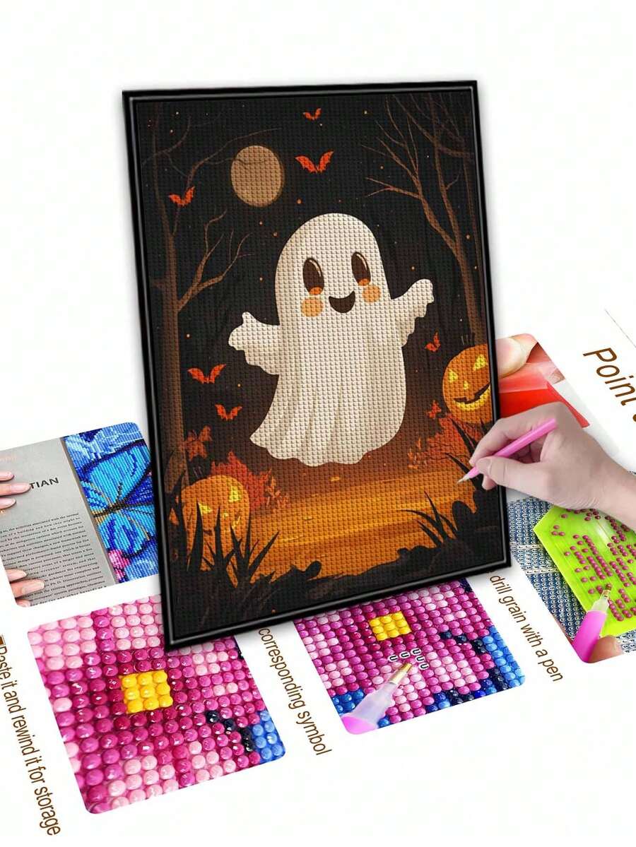 5D DIY Diamond Painting Kit Cute Ghost, Diamond Art Kit For Mosaic