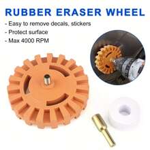 4inch Decal Removal Eraser Electric Rubber Removal Wheel Rubber Wheel And 12 X12inch 400 GSM Microfiber Towels For Removing Auto Paint Decals Adhesive Remove Vinyl Decals, Pinstripes, Stripes, Stickers, Graphics